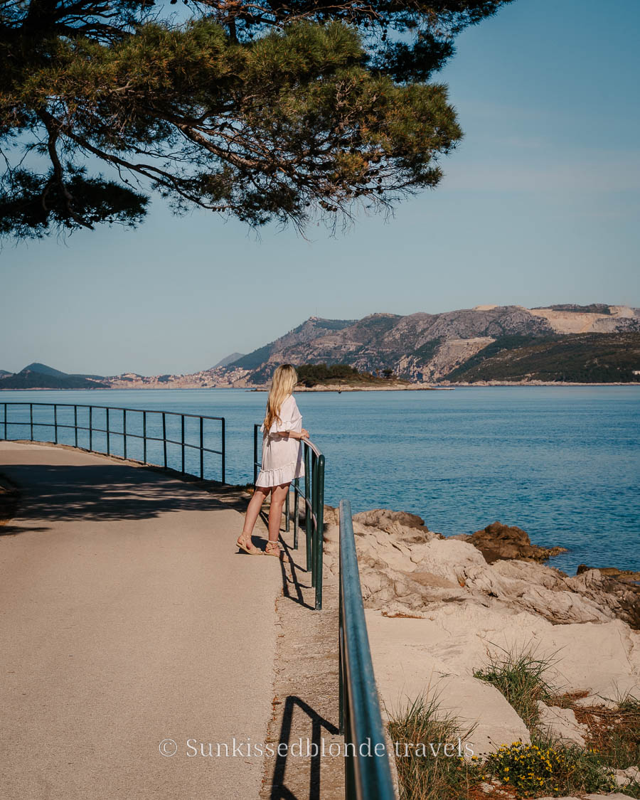 Laura Leaning on a Bar at Cavtat&ndash;Donje Čelo Trail