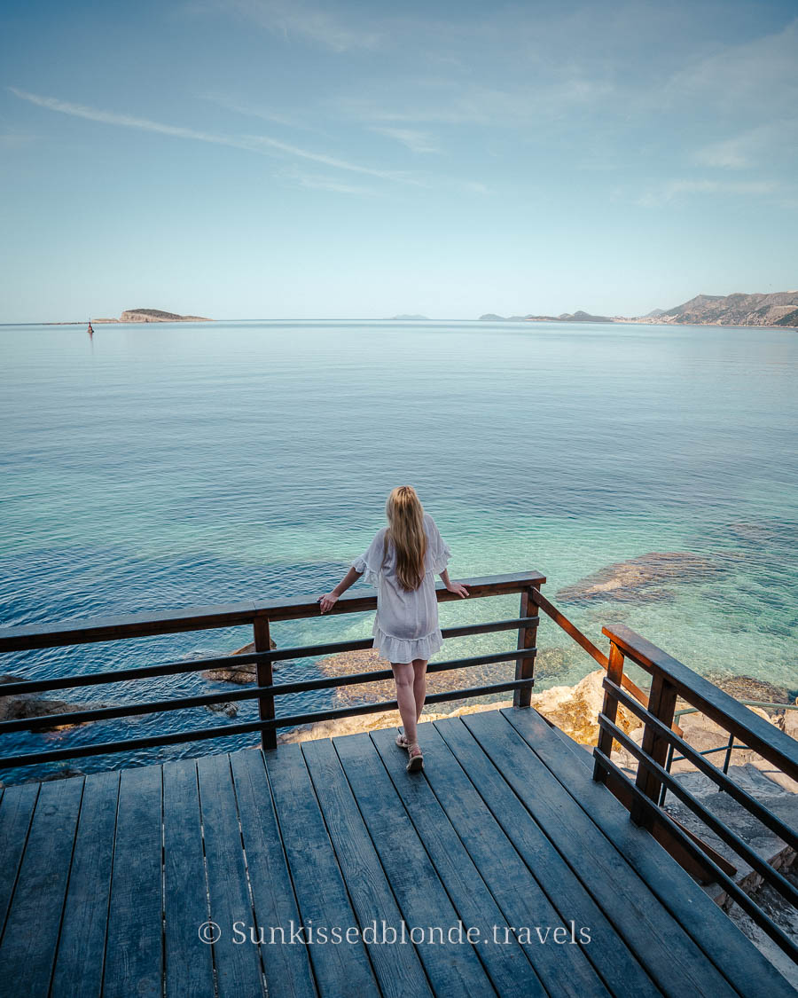 Laura looking Our at Crystal Blue Waters of Cavtat